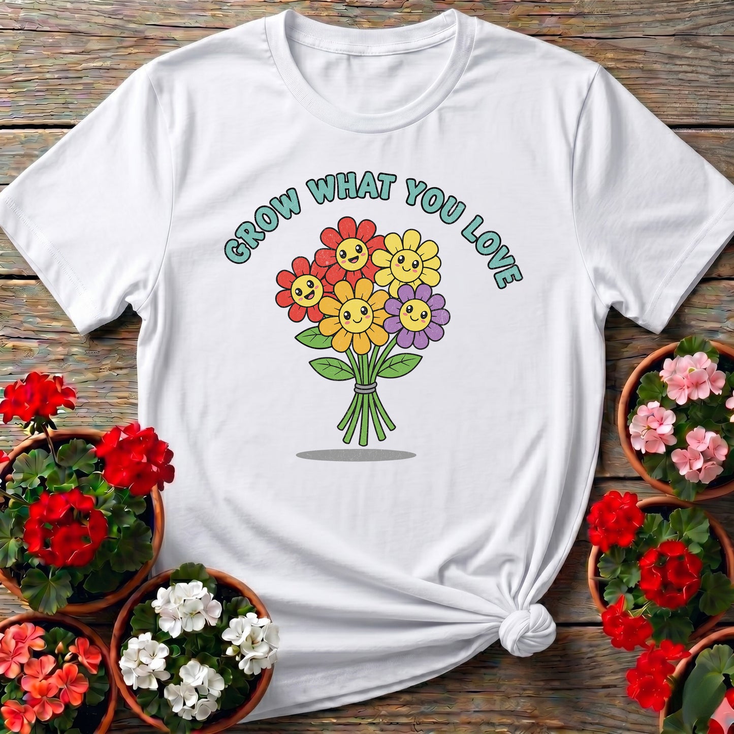 Grow What You Love Cheerful Flower Tee