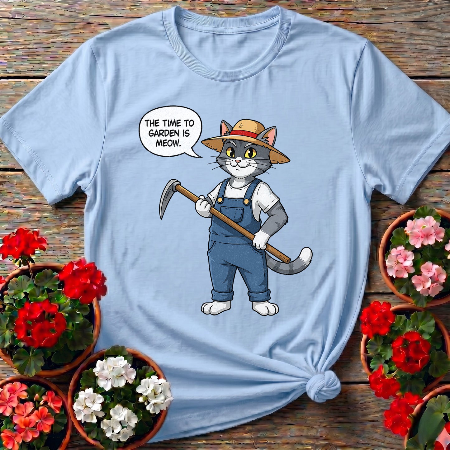The Time To Garden Is Meow Cat Tee