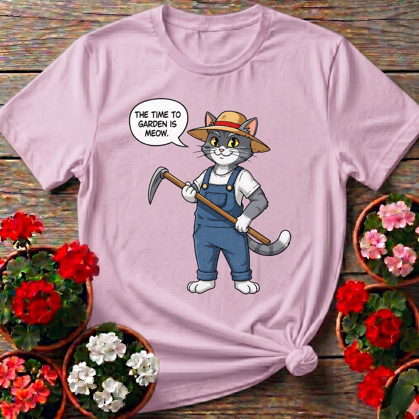 The Time To Garden Is Meow Cat Tee