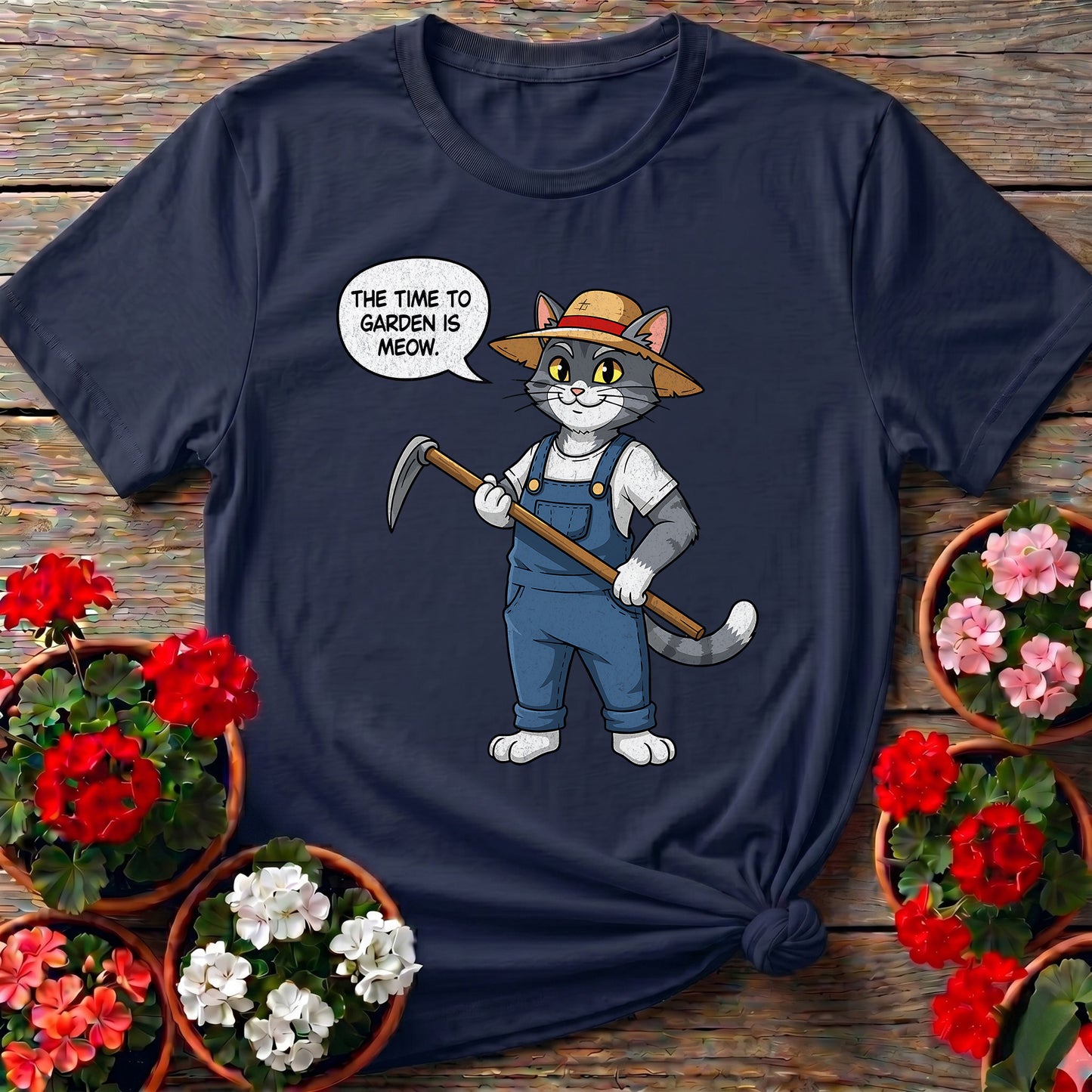The Time To Garden Is Meow Cat Tee