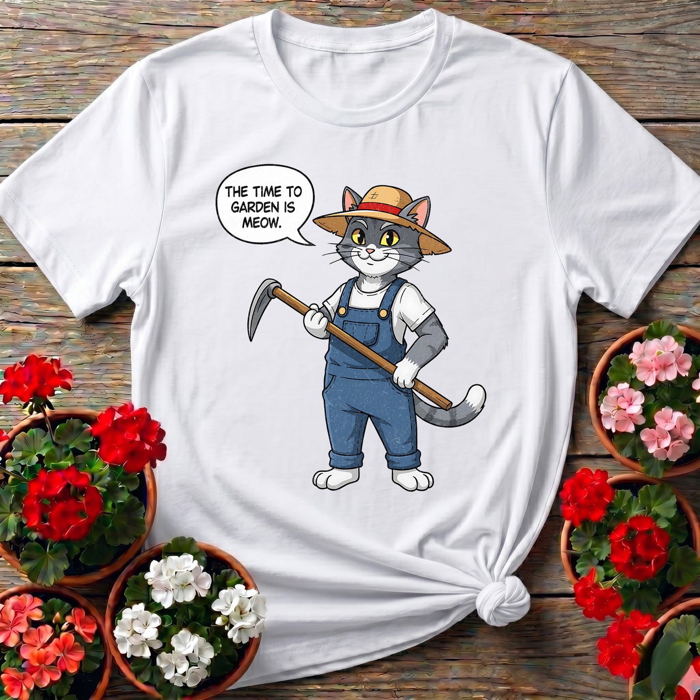 The Time To Garden Is Meow Cat Tee