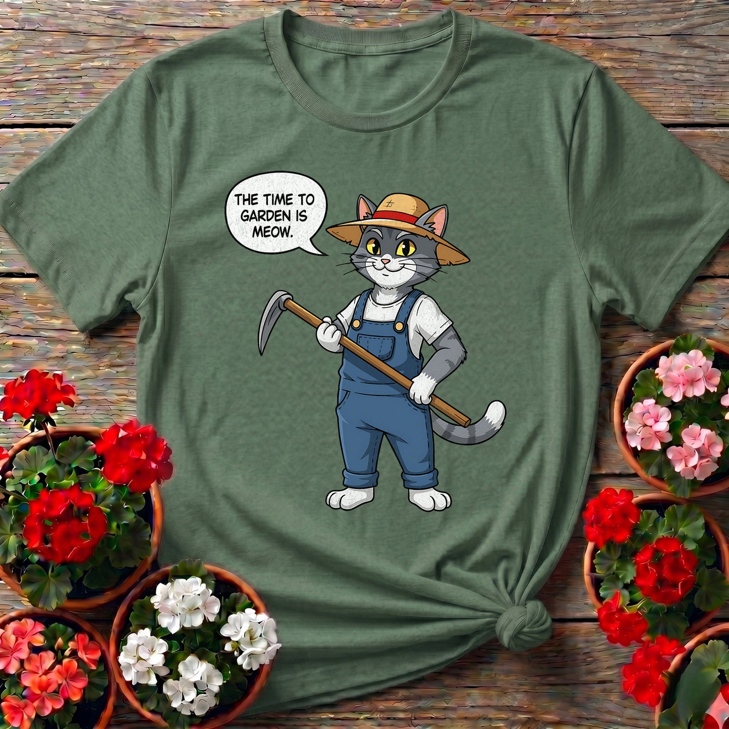 The Time To Garden Is Meow Cat Tee