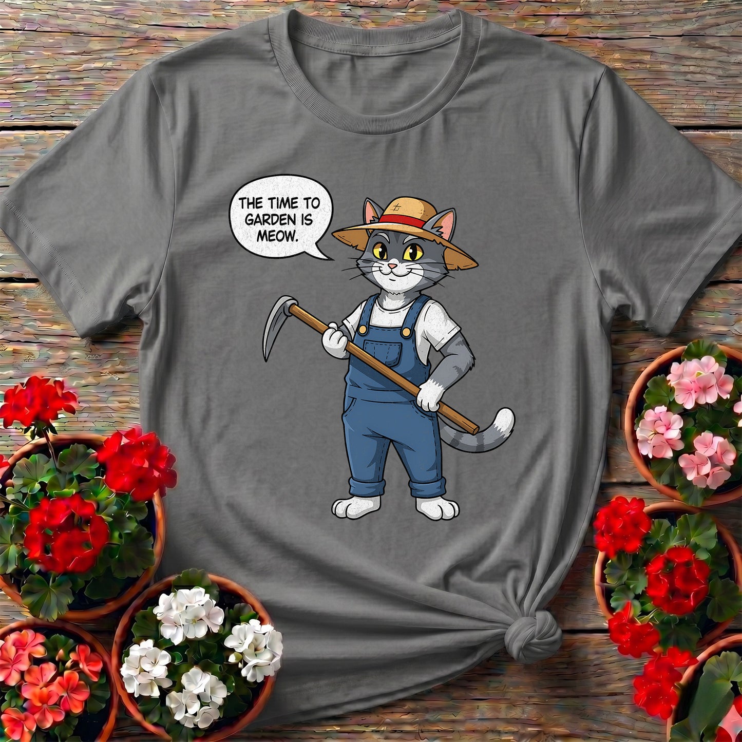 The Time To Garden Is Meow Cat Tee