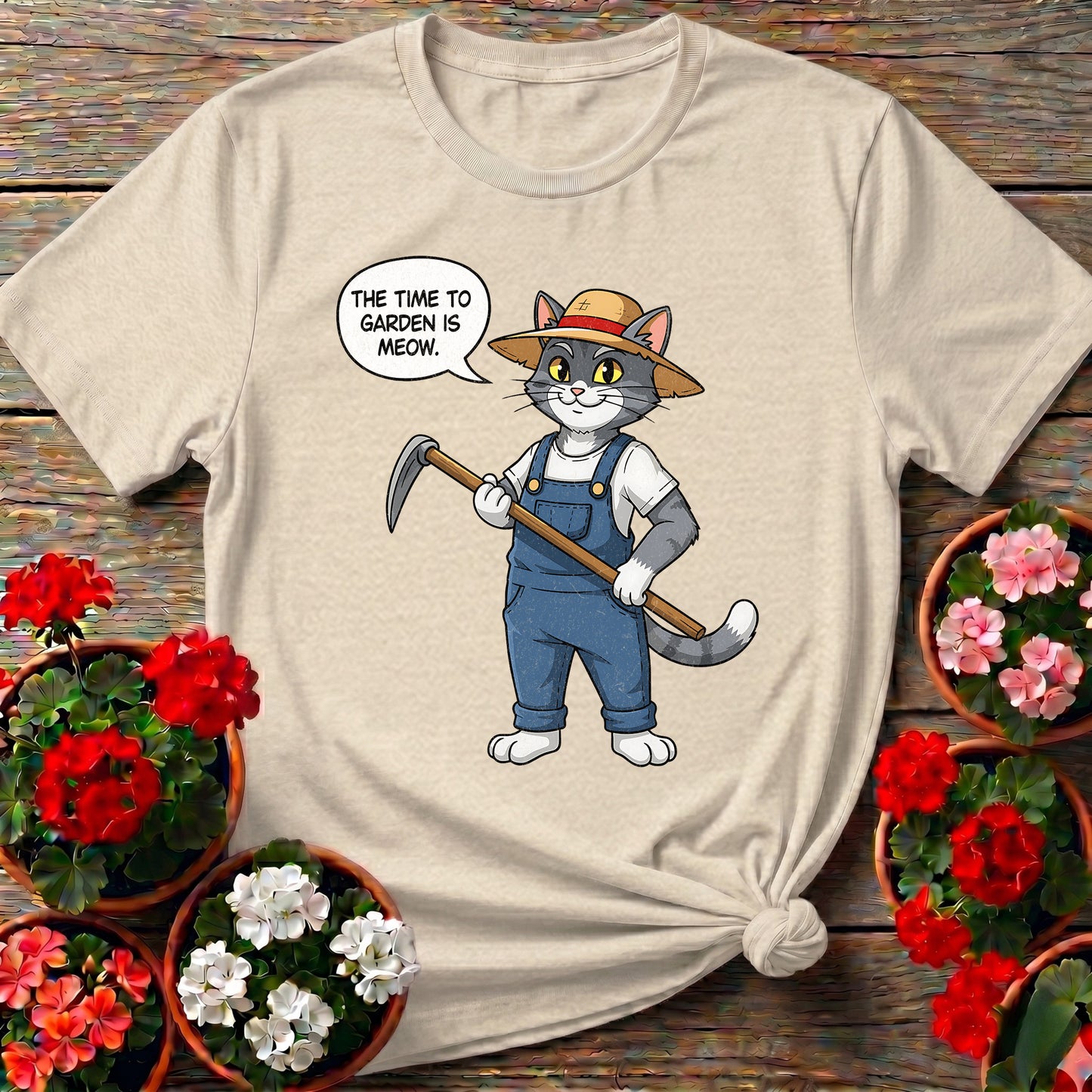 The Time To Garden Is Meow Cat Tee