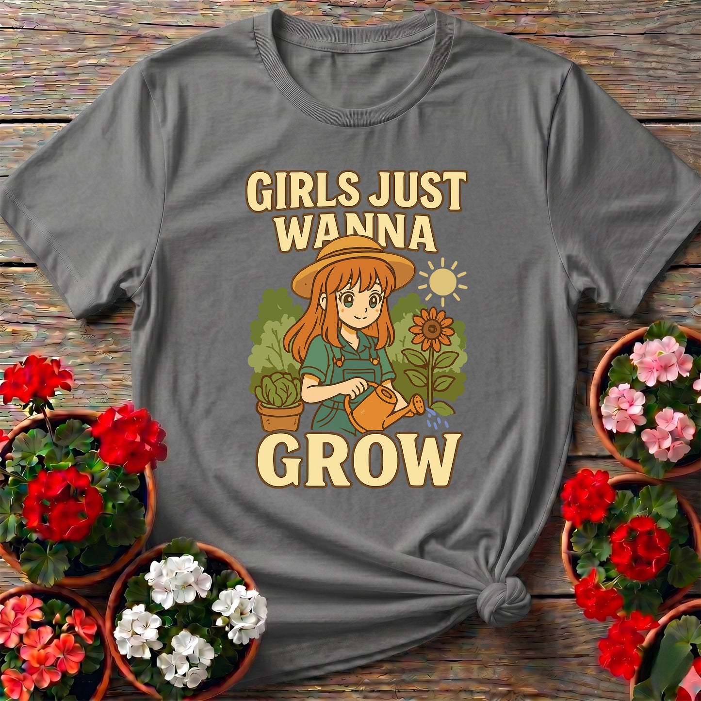 Girls Just Wanna Grow Anime Sunflower T-shirt