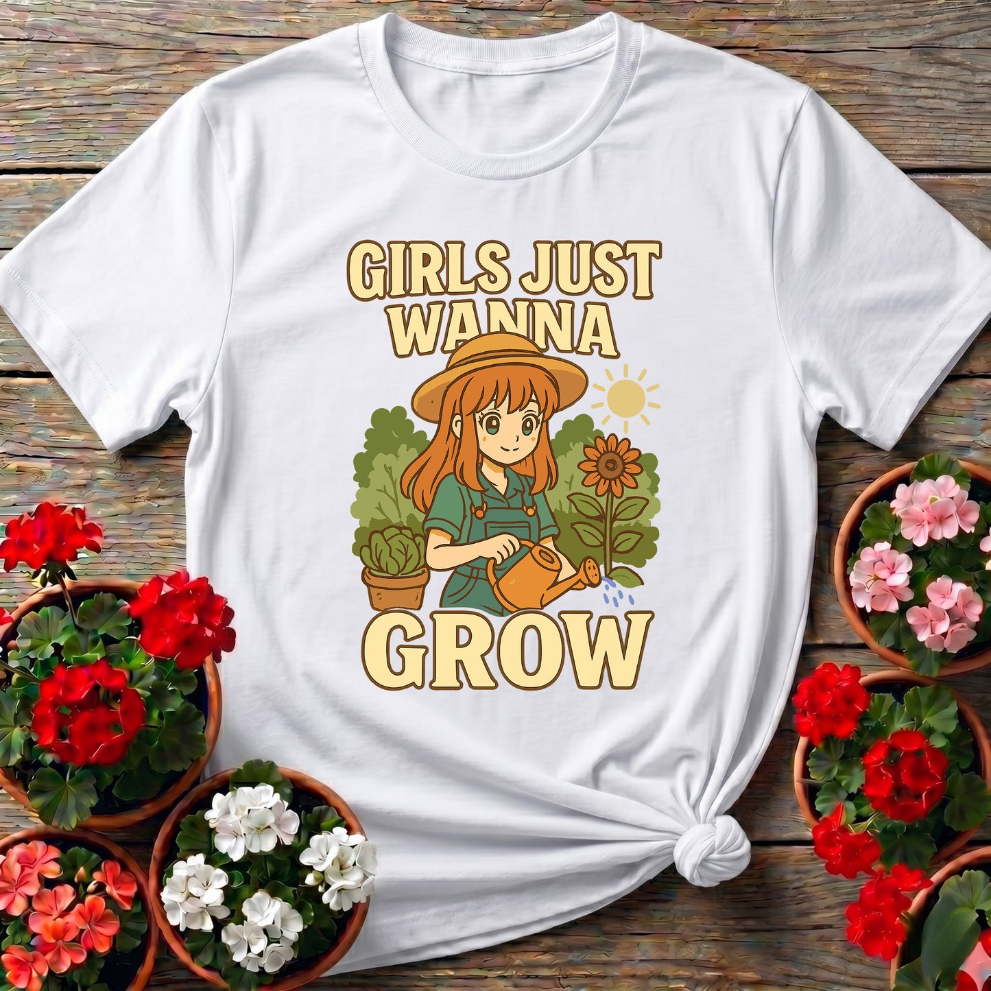 Girls Just Wanna Grow Anime Sunflower T-shirt
