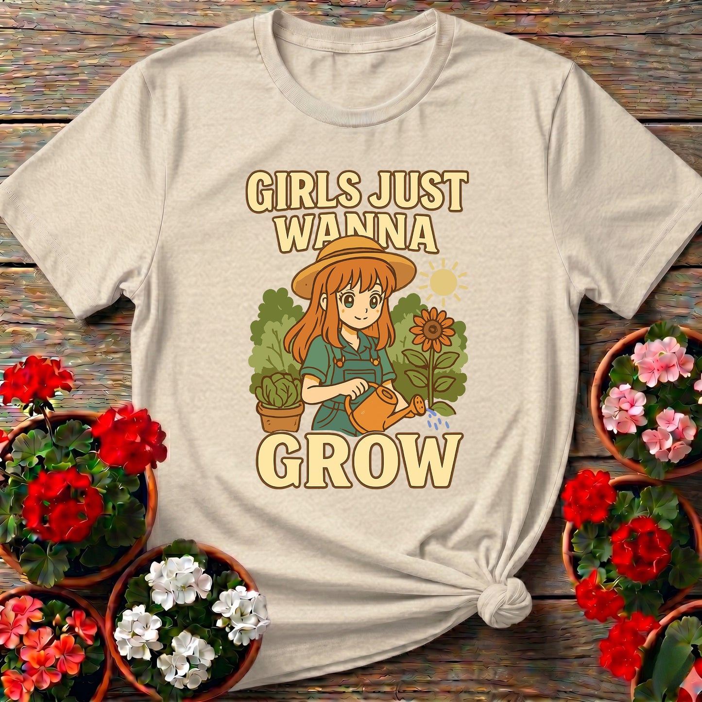 Girls Just Wanna Grow Anime Sunflower T-shirt