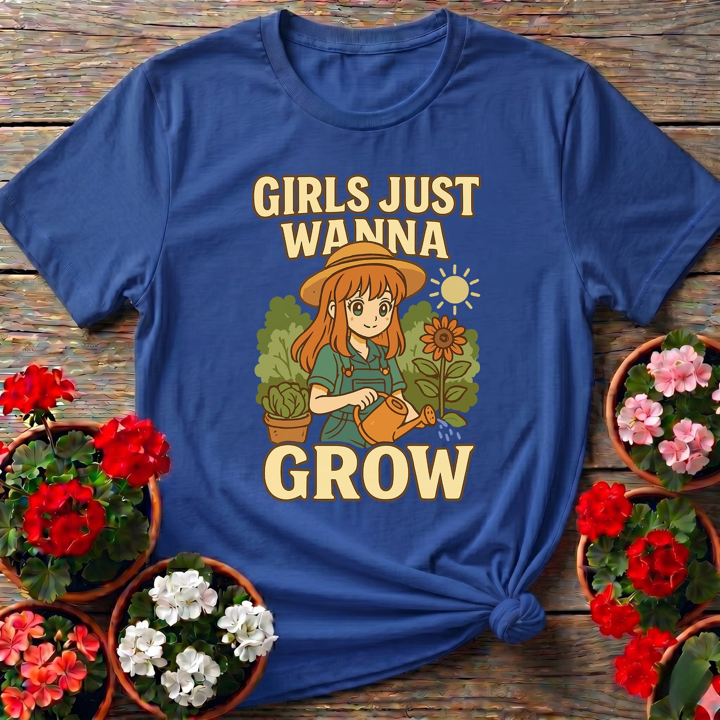 Girls Just Wanna Grow Anime Sunflower T-shirt
