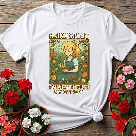 Haiku Spirit Echoes Inspirational Floral Garden Tee