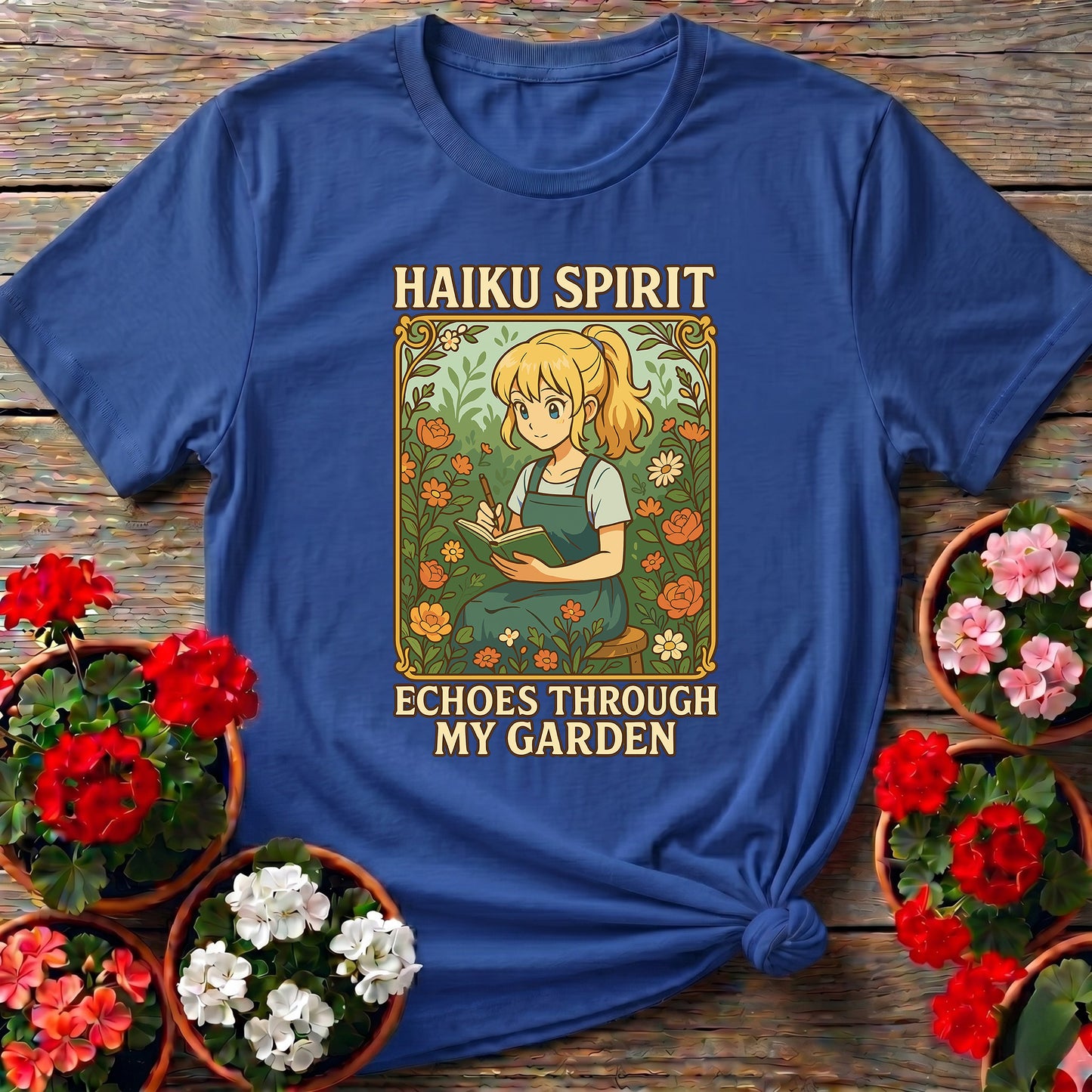 Haiku Spirit Echoes Inspirational Floral Garden Tee