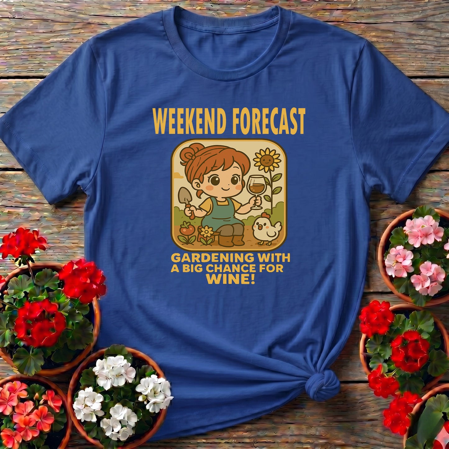 Weekend Forecast Gardening With Wine Retro T-shirt