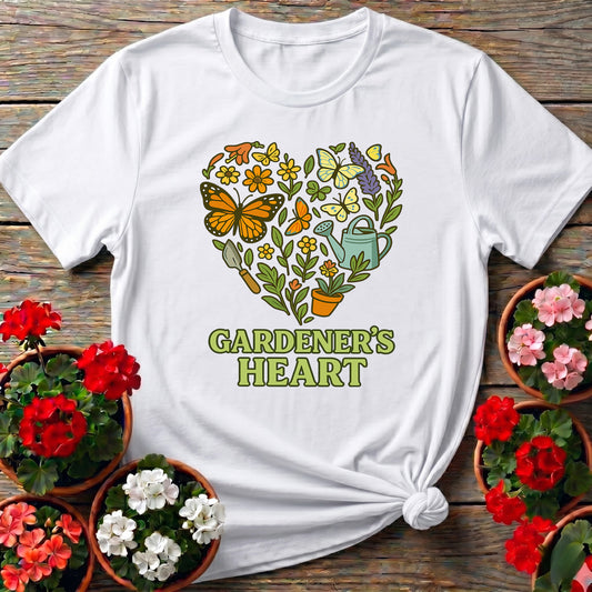 Gardeners Heart Butterfly Floral Wreath T-shirt