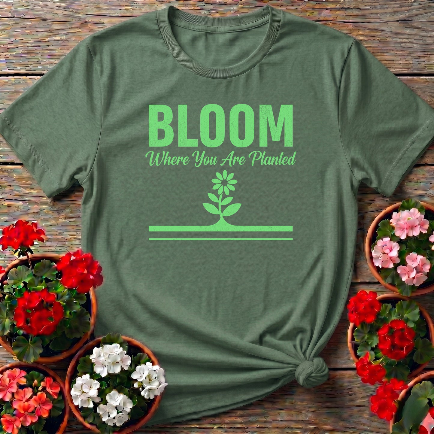 Bloom Where You Are Planted Inspirational Flower Tee