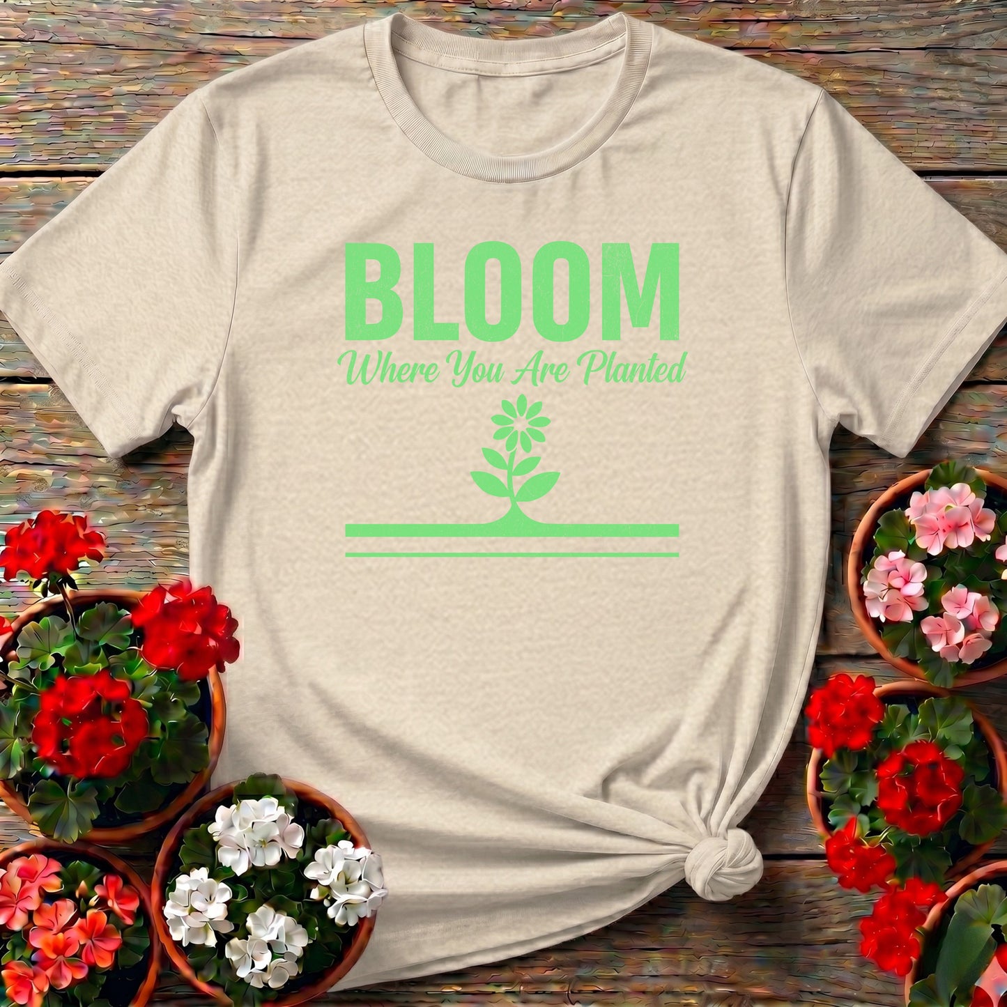 Bloom Where You Are Planted Inspirational Flower Tee