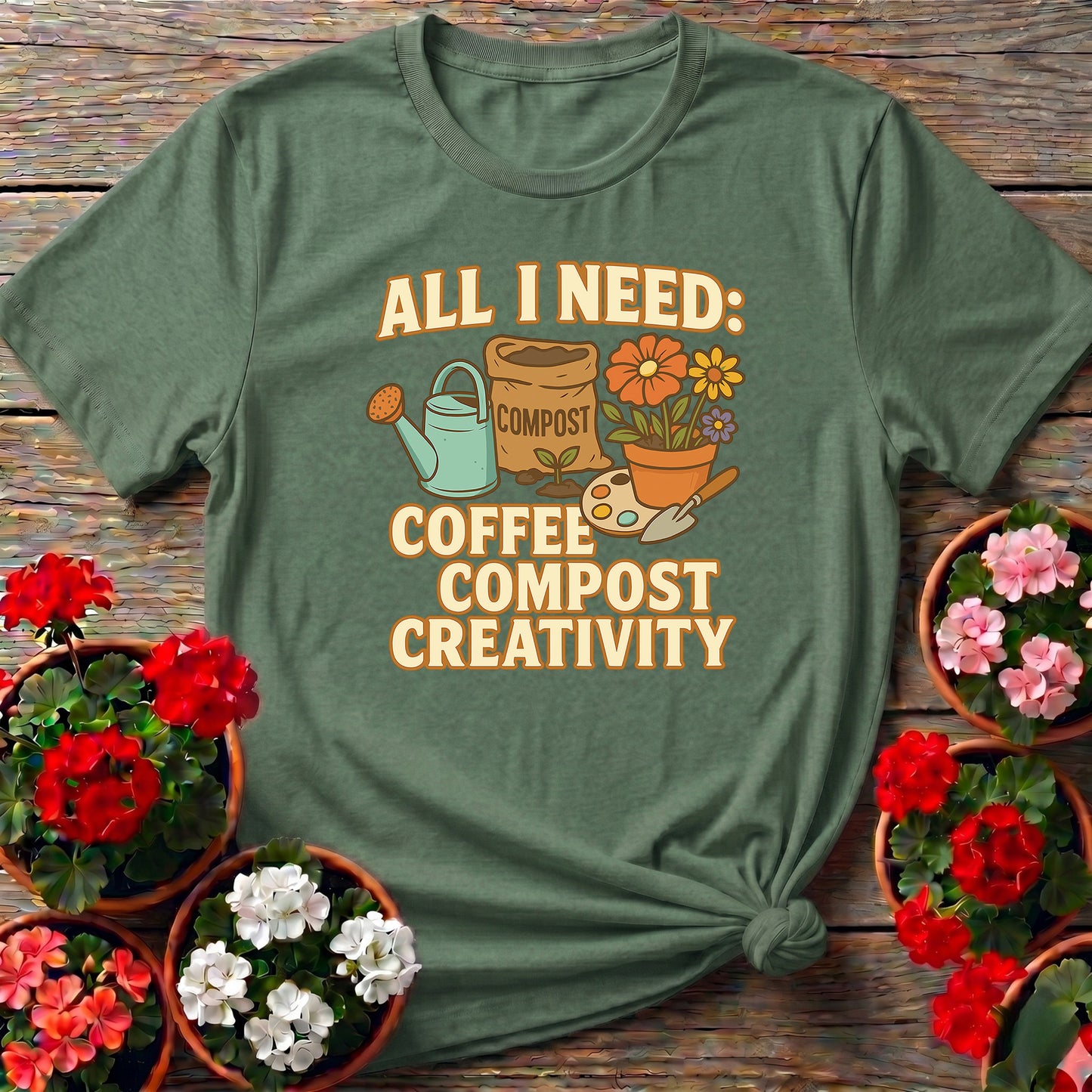 All I Need Coffee Compost Creativity Happy Tee