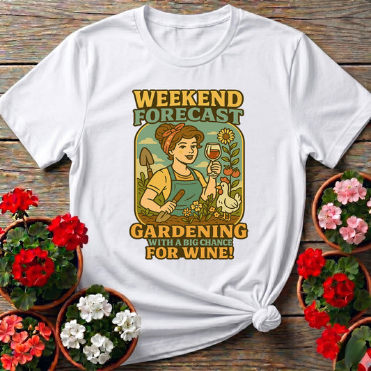 Gardening With A Chance For Wine Retro Pin-Up Tee