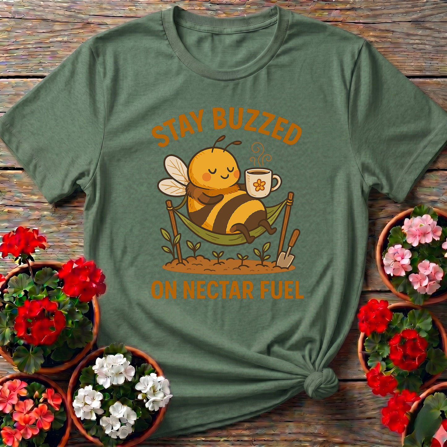 Stay Buzzed On Nectar Fuel Retro Kawaii Bee Tee