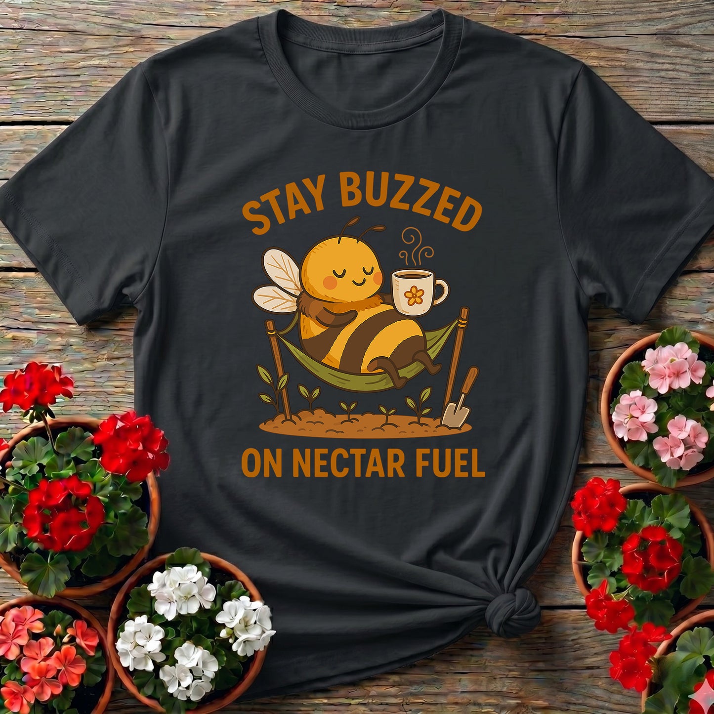 Stay Buzzed On Nectar Fuel Retro Kawaii Bee Tee
