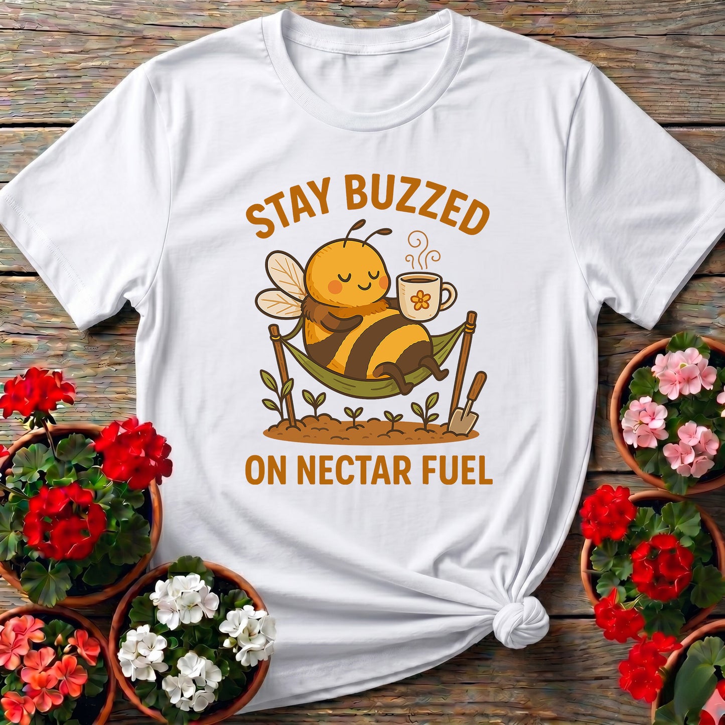 Stay Buzzed On Nectar Fuel Retro Kawaii Bee Tee