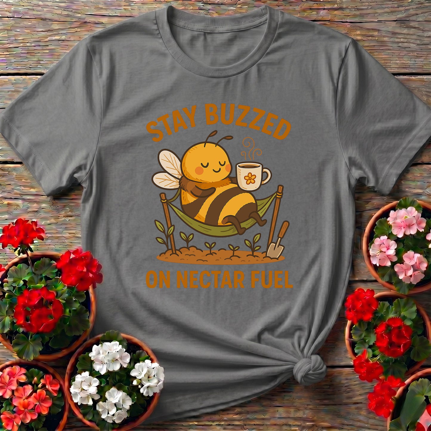 Stay Buzzed On Nectar Fuel Retro Kawaii Bee Tee