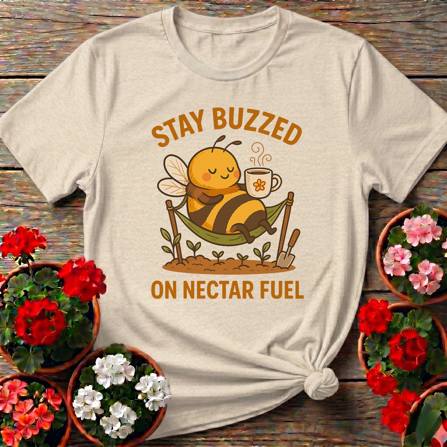Stay Buzzed On Nectar Fuel Retro Kawaii Bee Tee