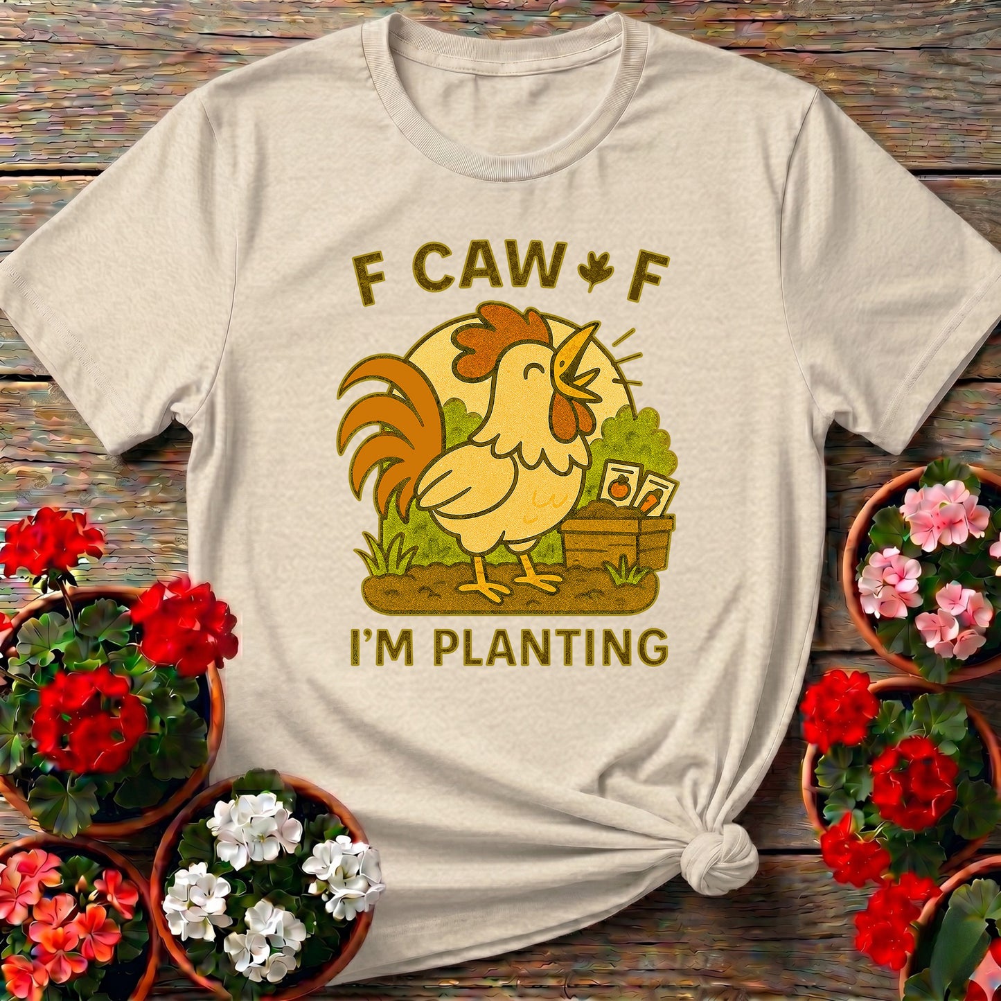 Caw Caw I'm Planting Funny Rooster T-shirt
