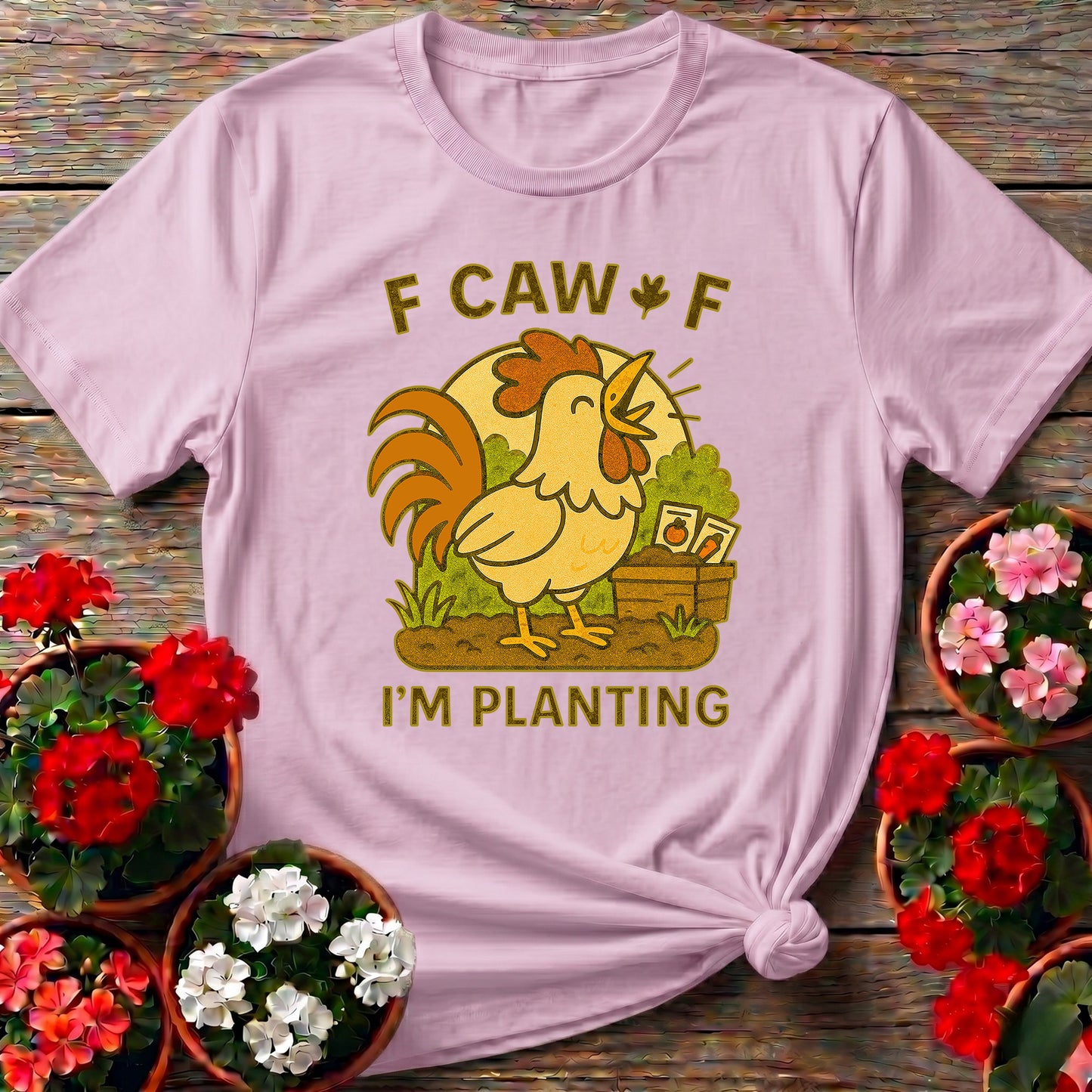 Caw Caw I'm Planting Funny Rooster T-shirt