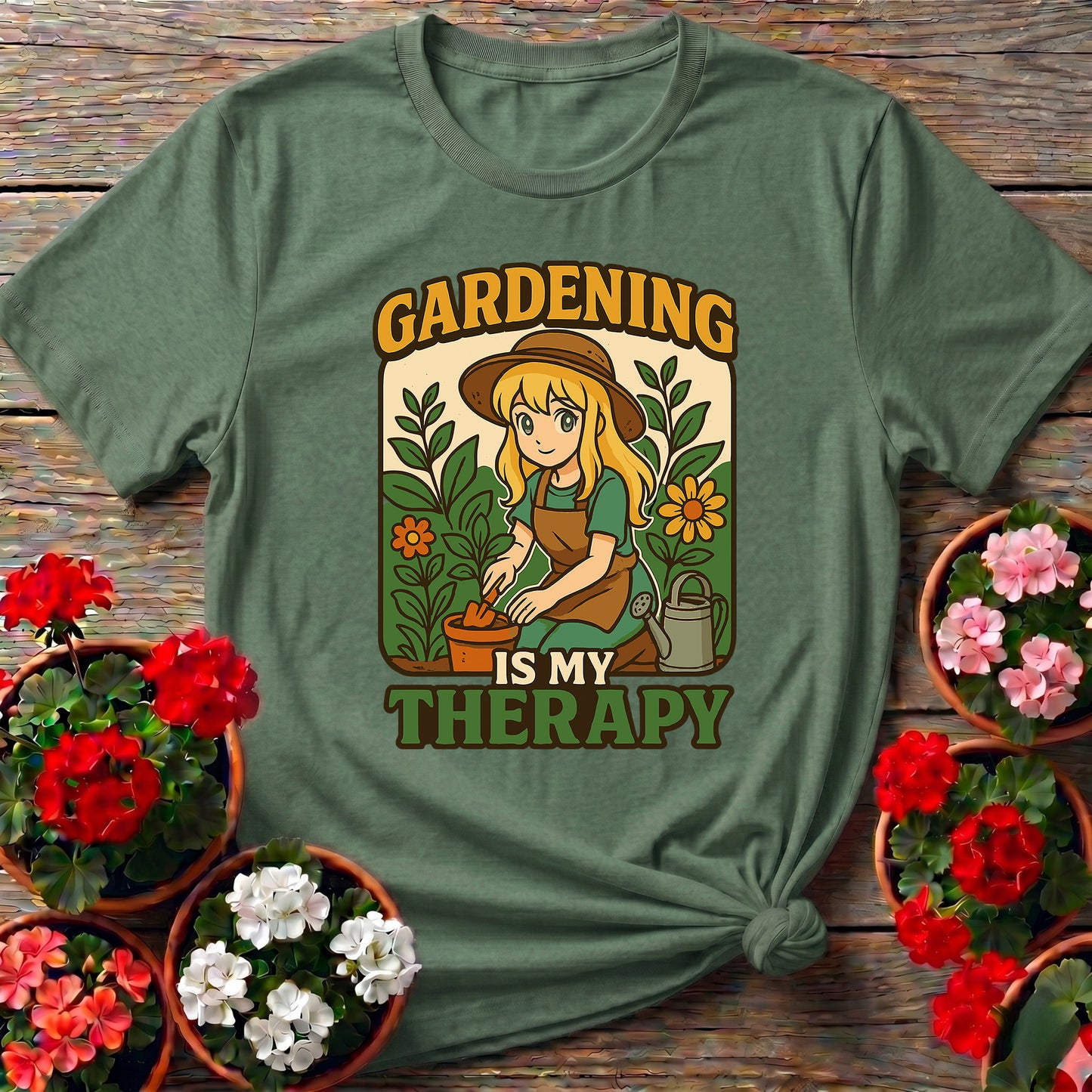 Gardening Is My Therapy Anime Planting T-shirt