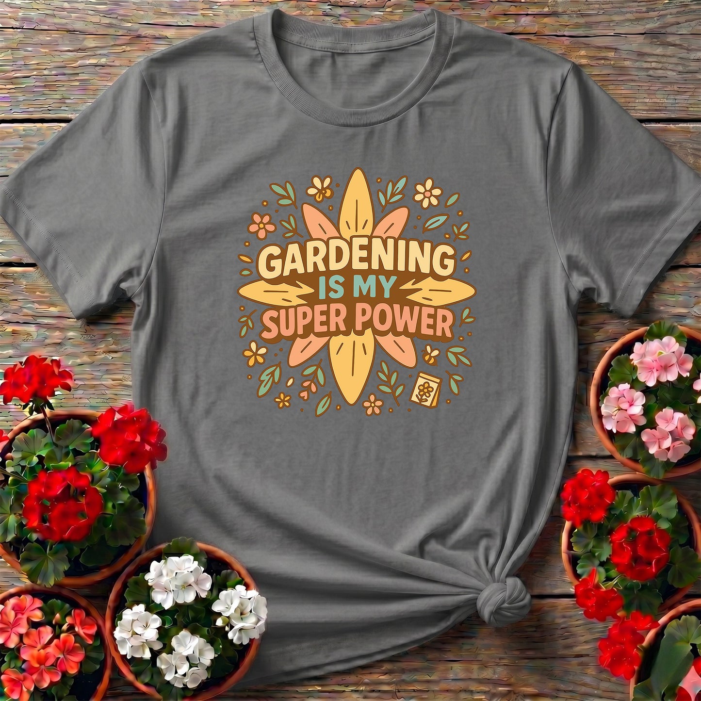 Gardening Is My Super Power Retro Groovy Tee