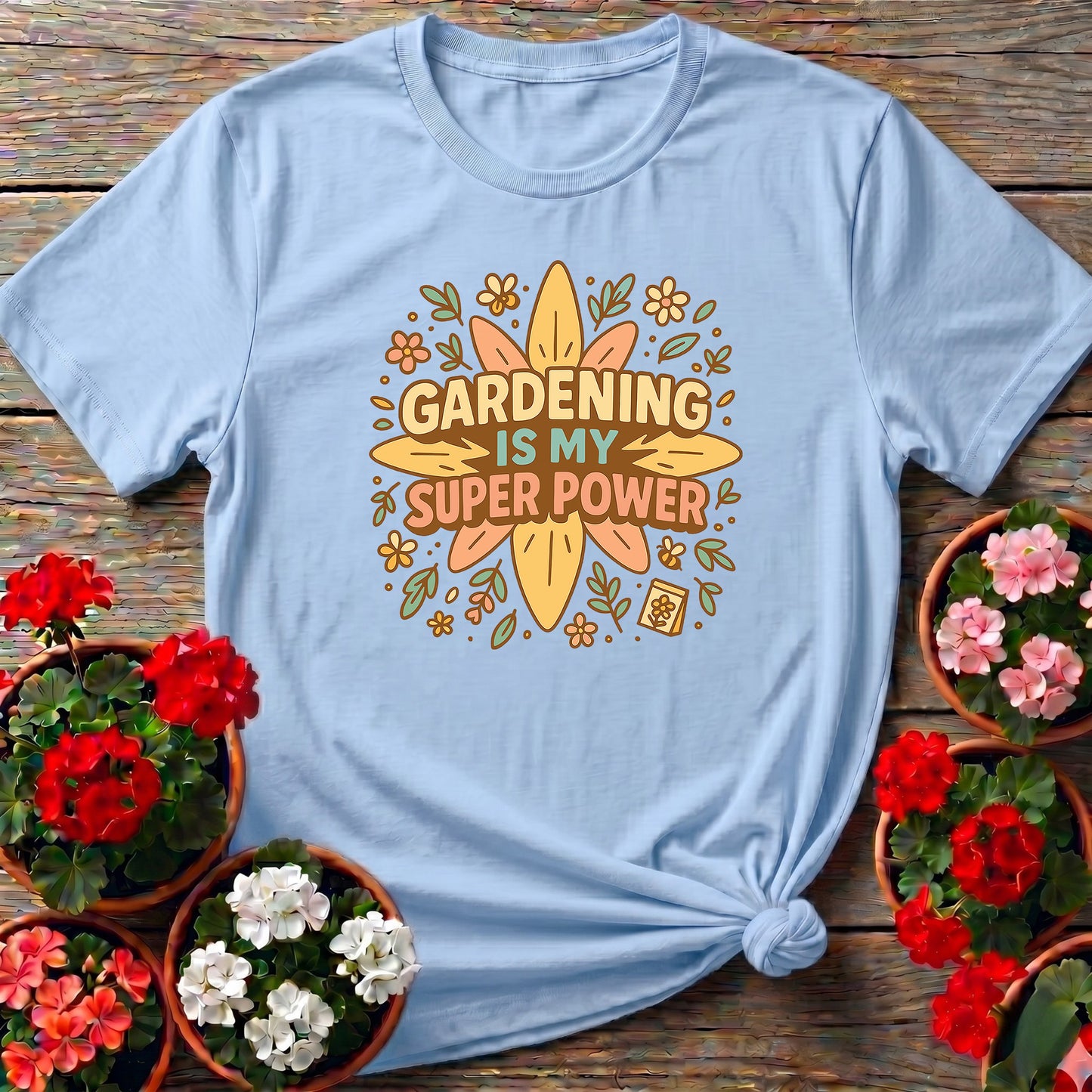 Gardening Is My Super Power Retro Groovy Tee