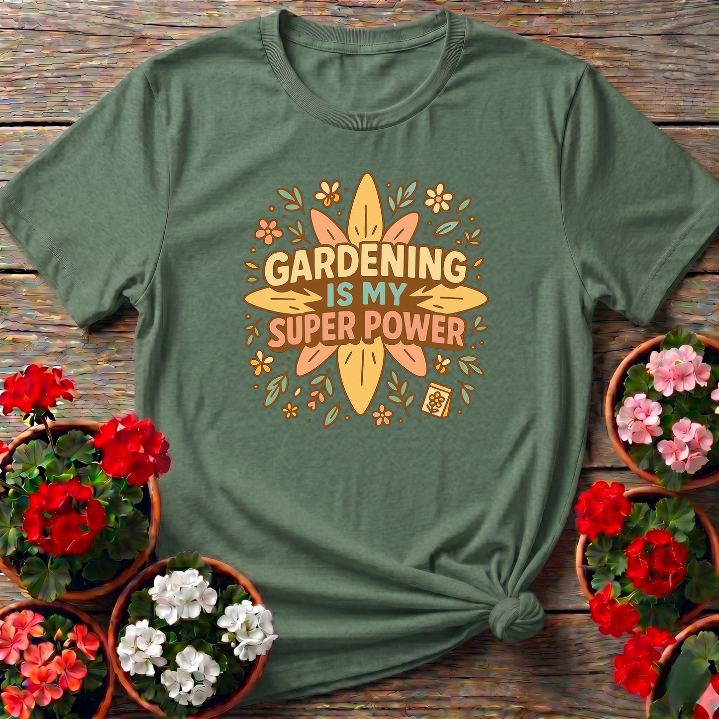 Gardening Is My Super Power Retro Groovy Tee