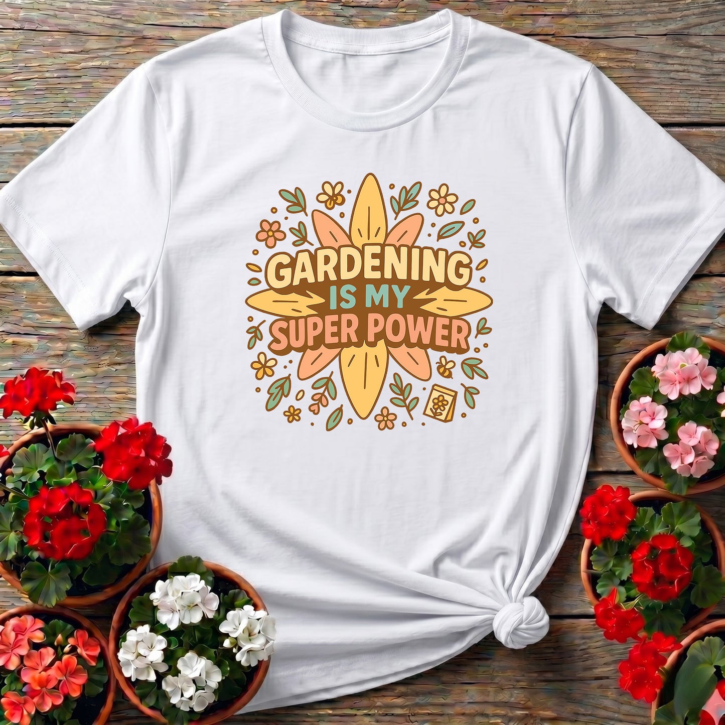 Gardening Is My Super Power Retro Groovy Tee