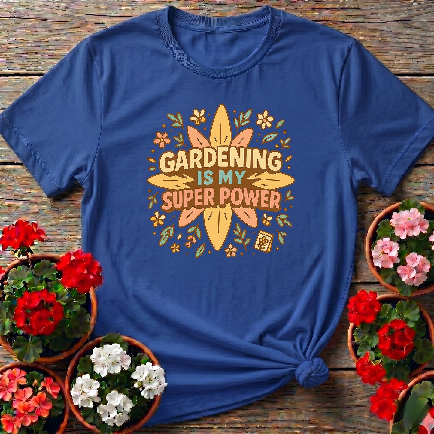 Gardening Is My Super Power Retro Groovy Tee