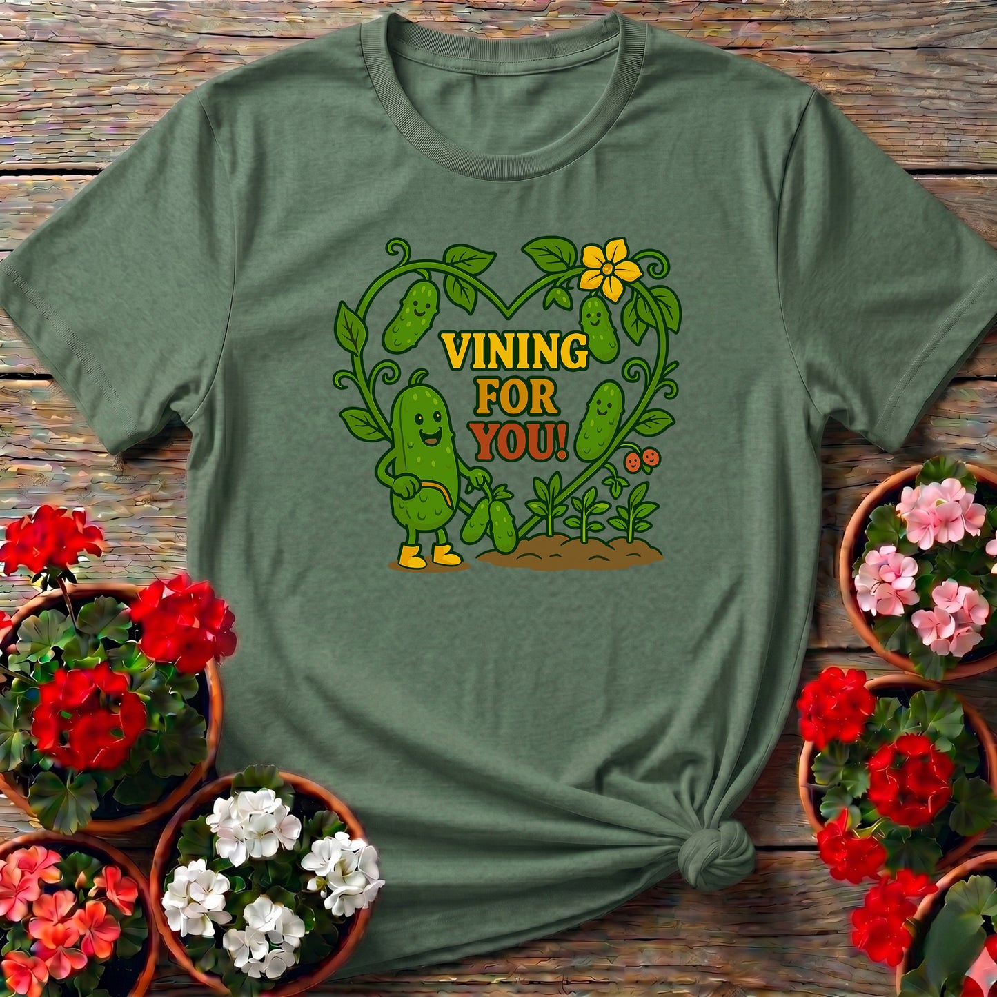 Vining For You Funny Cucumber Heart T-shirt