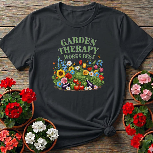 Garden Therapy Works Best Vibrant Botanical Tee