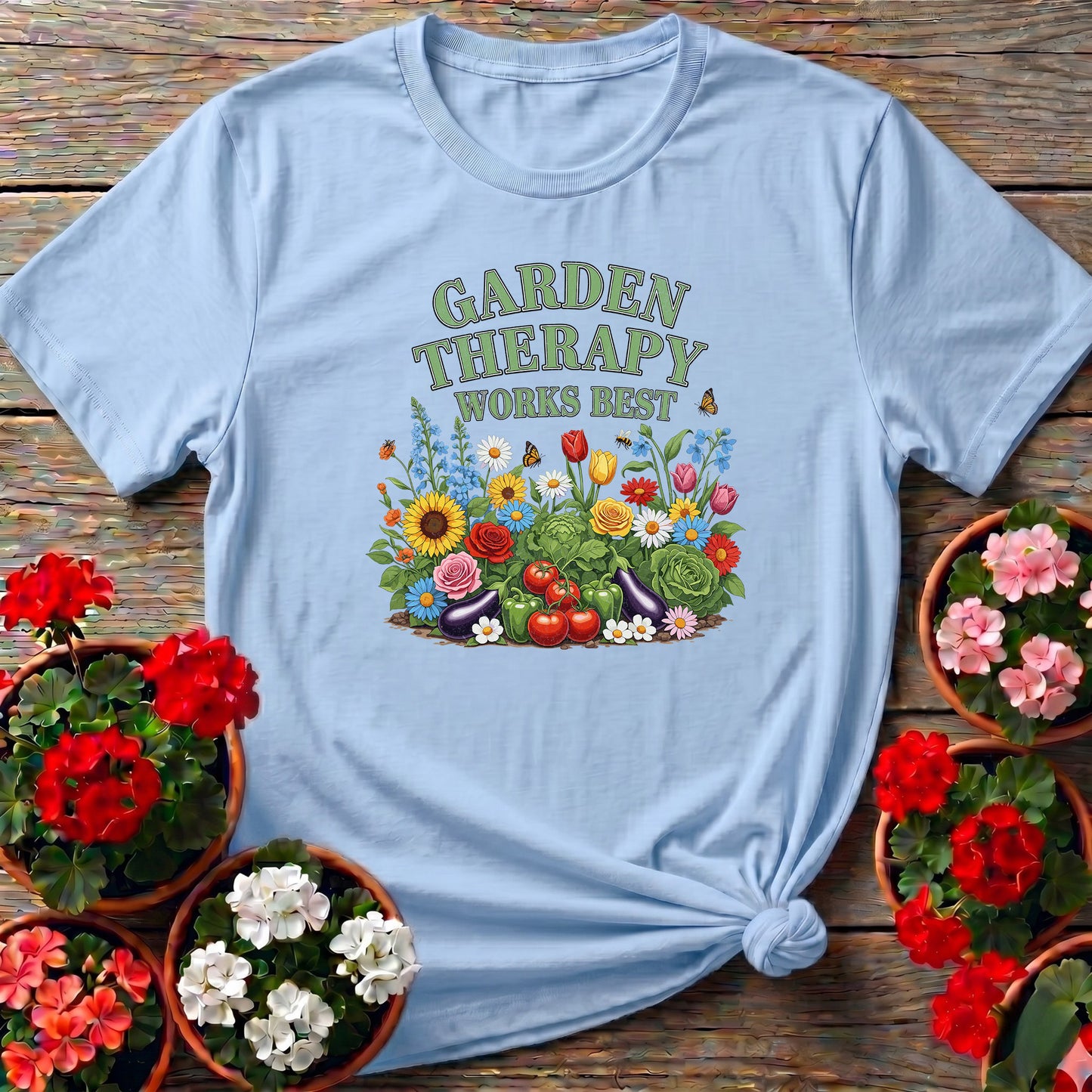Garden Therapy Works Best Vibrant Botanical Tee