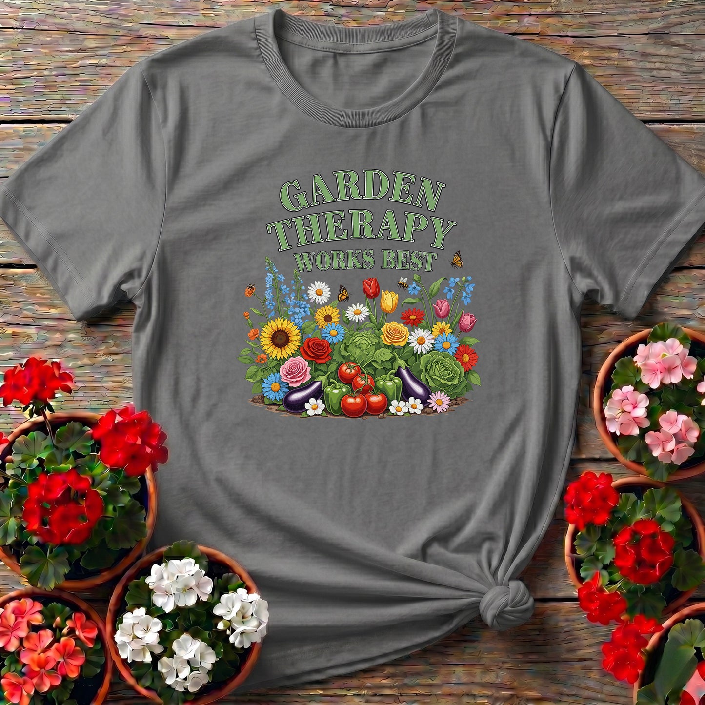 Garden Therapy Works Best Vibrant Botanical Tee