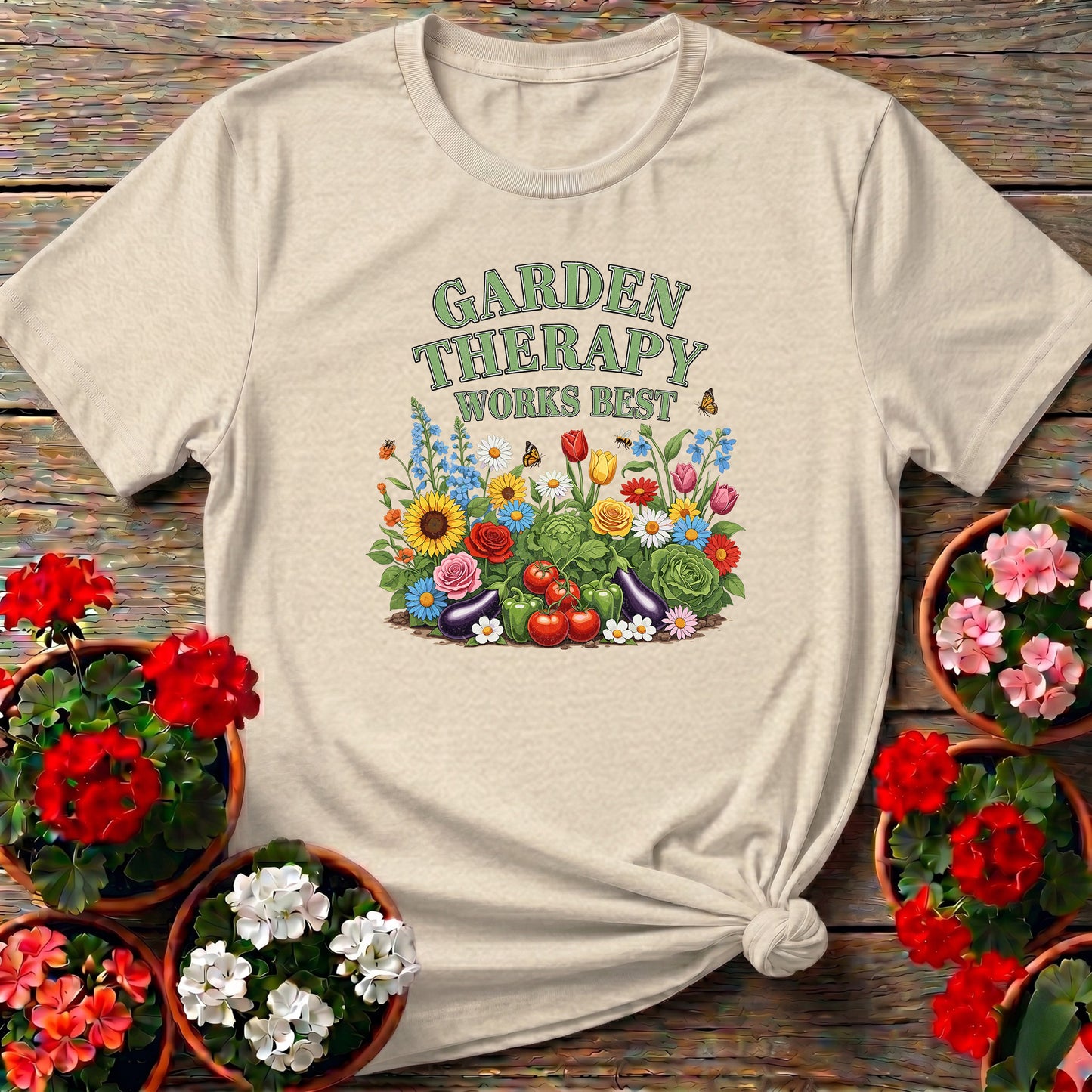 Garden Therapy Works Best Vibrant Botanical Tee