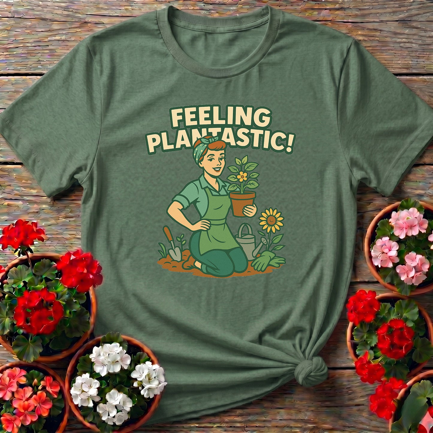 Feeling Plantastic Retro Pin Up Gardener Tee