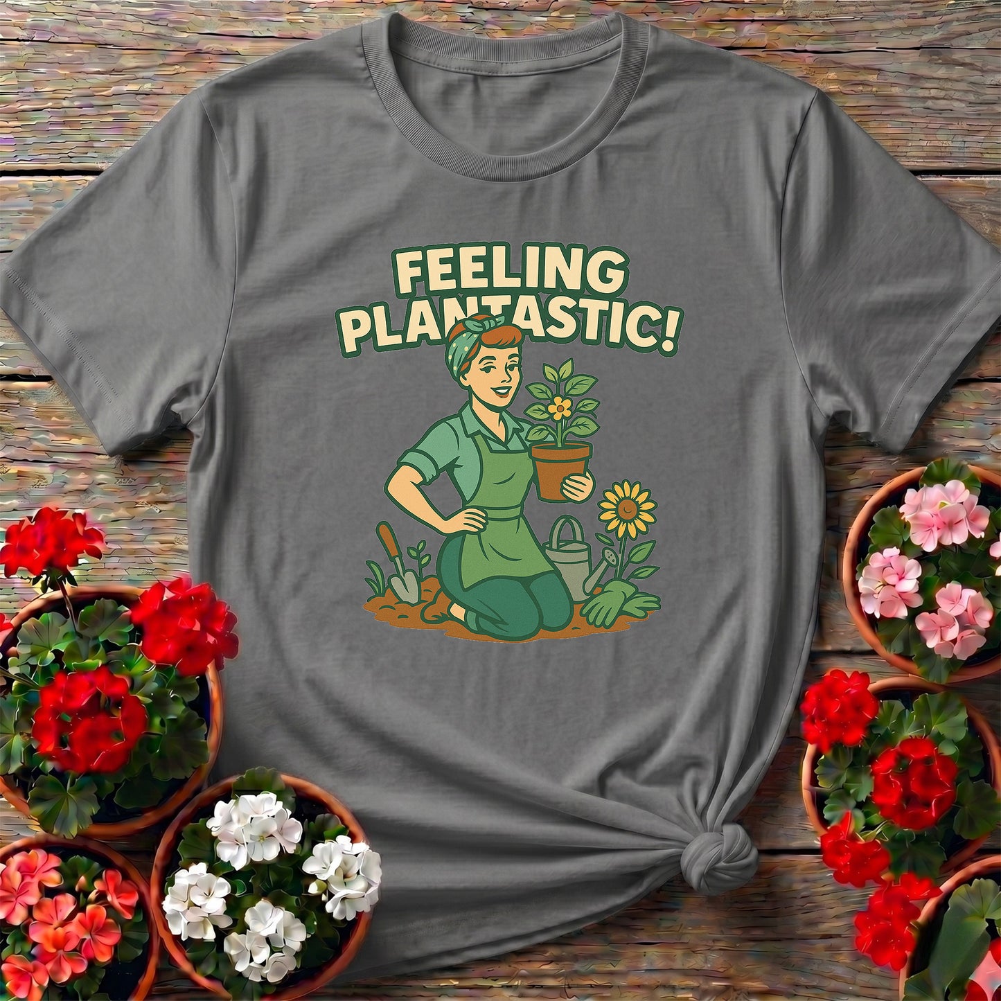 Feeling Plantastic Retro Pin Up Gardener Tee