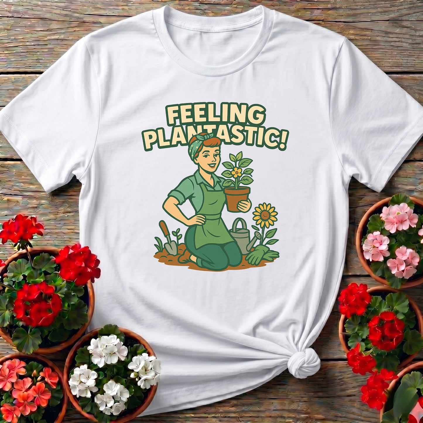 Feeling Plantastic Retro Pin Up Gardener Tee