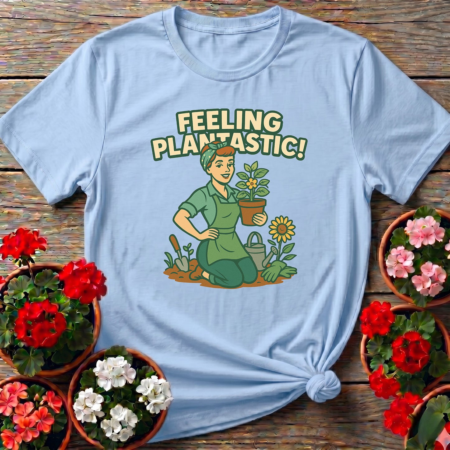 Feeling Plantastic Retro Pin Up Gardener Tee