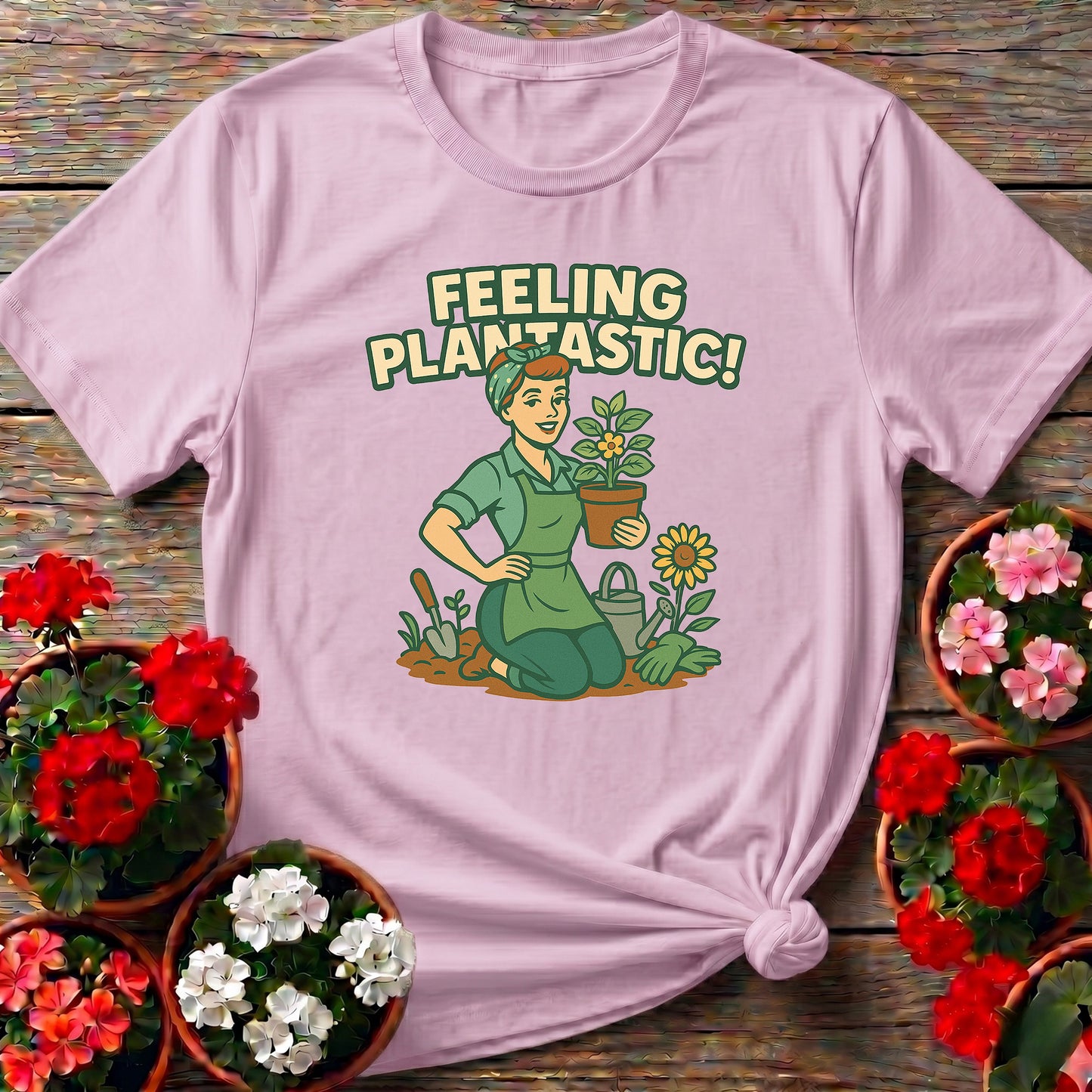 Feeling Plantastic Retro Pin Up Gardener Tee