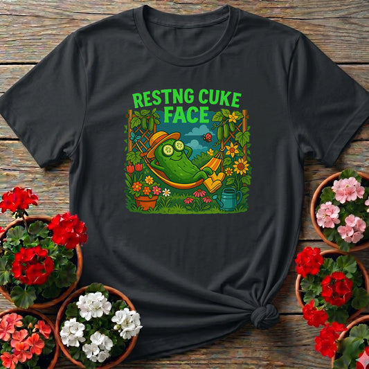 Resting Cuke Face Funny Pickle Hammock T-shirt