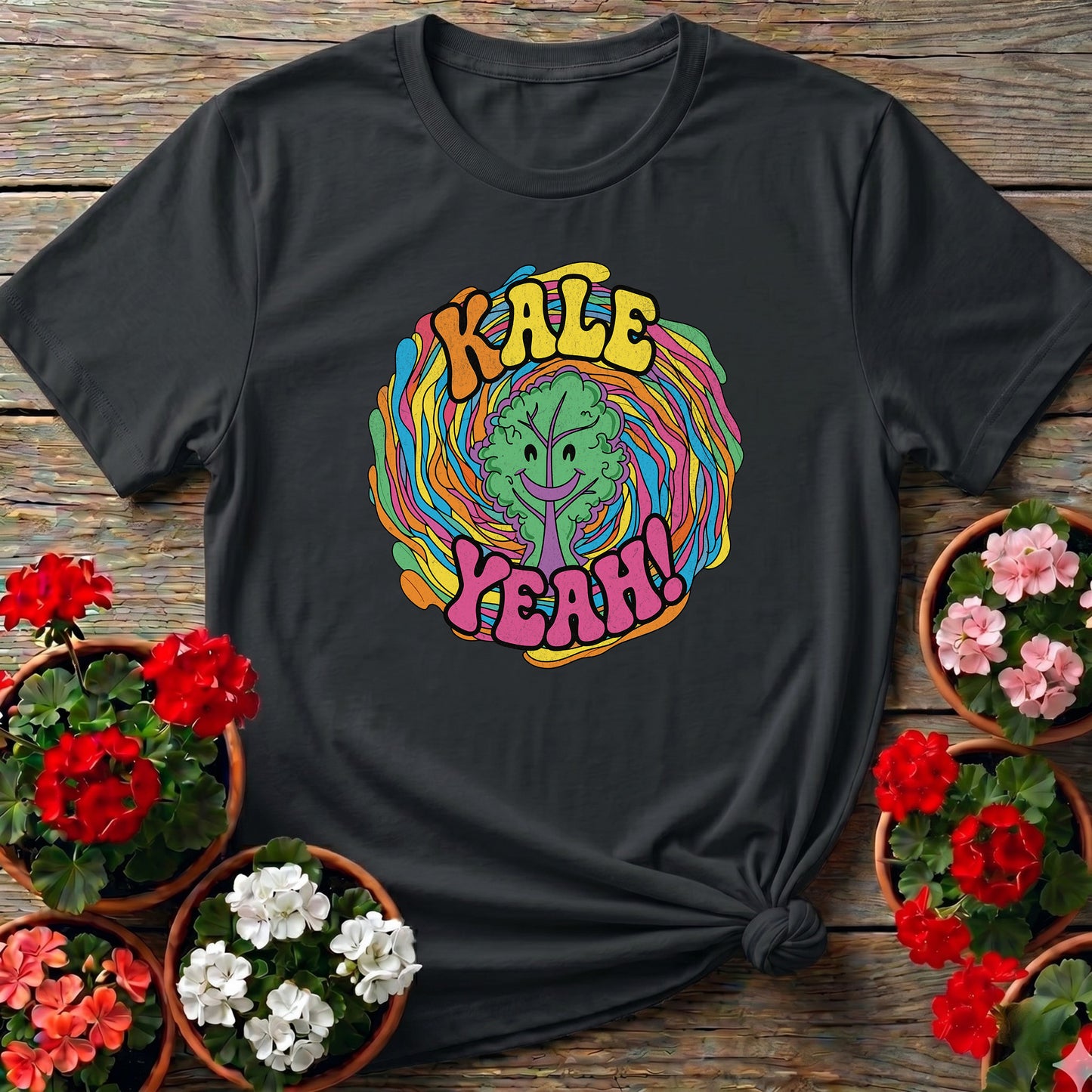 KALE YEAH Psychedelic Groovy Gardening T-shirt