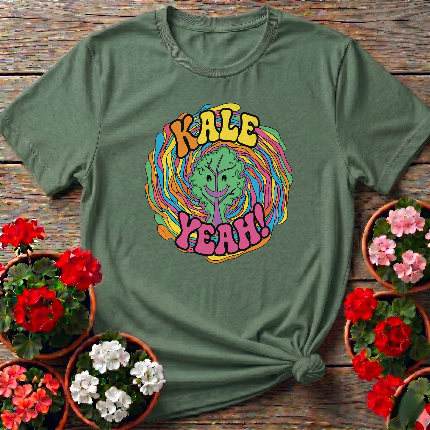 KALE YEAH Psychedelic Groovy Gardening T-shirt