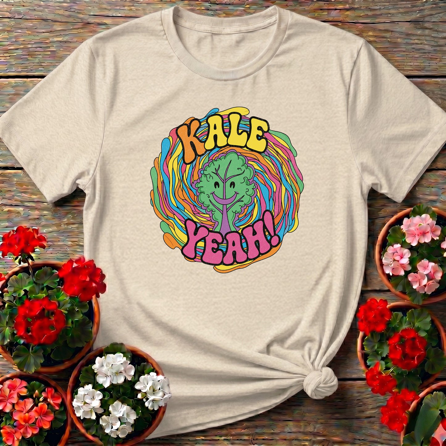 KALE YEAH Psychedelic Groovy Gardening T-shirt