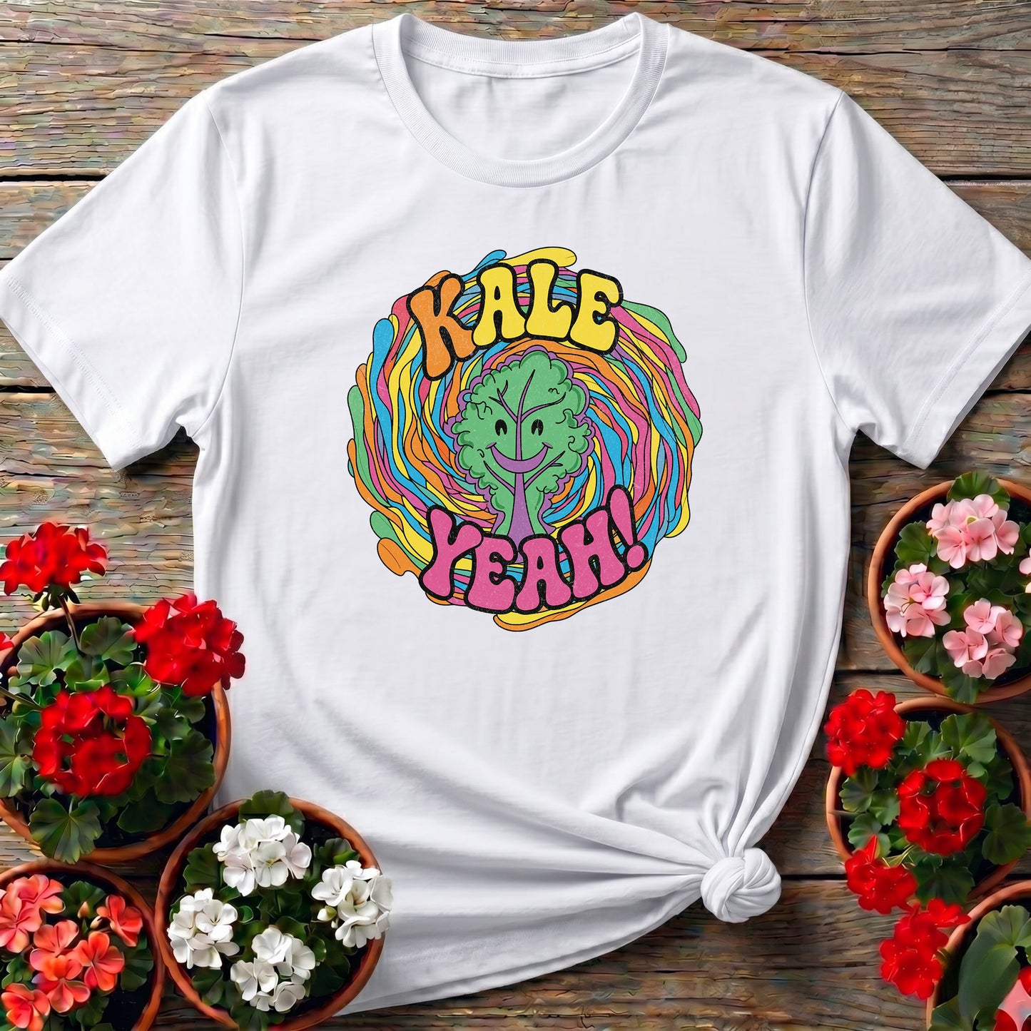 KALE YEAH Psychedelic Groovy Gardening T-shirt