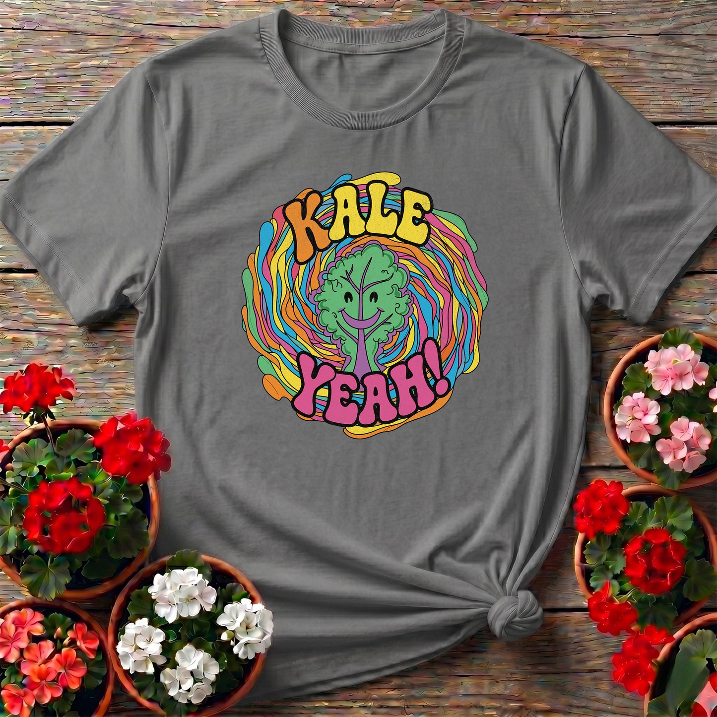 KALE YEAH Psychedelic Groovy Gardening T-shirt