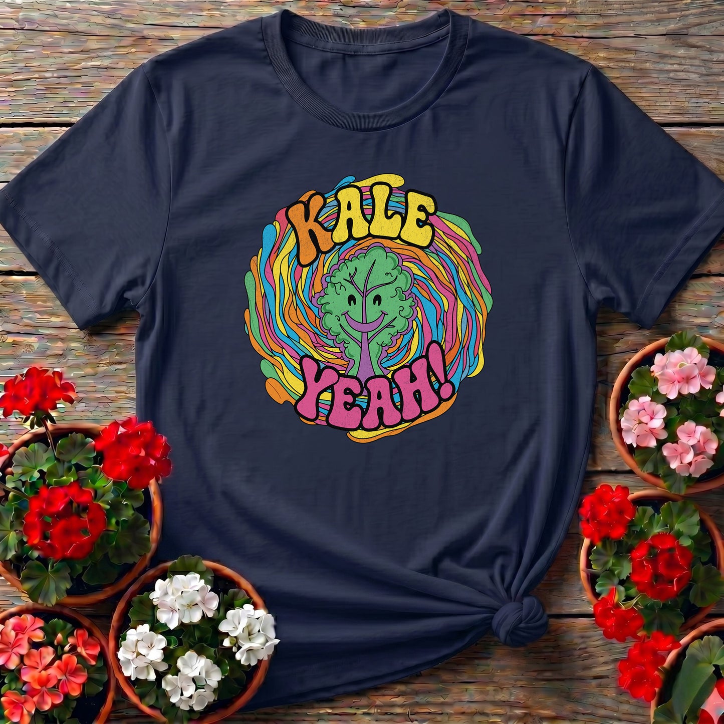 KALE YEAH Psychedelic Groovy Gardening T-shirt